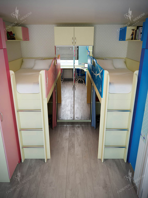 Детская мебель в комнату для двоих разнополых детей. Детская комната для двух разнополых.